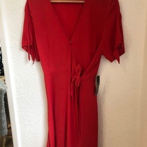 Lulu’s Wrap My Philosophy Red Wrap Dress